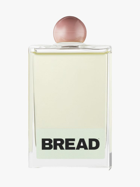 Bread Beauty Supply Hair-Oil rectangle bottle of light green hair oil with mauve bauble cap on light gray background