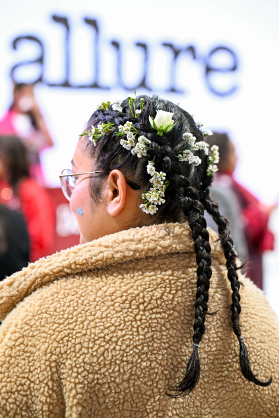 woman gets her hair styled at the allure best of beauty 2024 live event in new york city